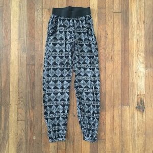 Black and white harem pants
